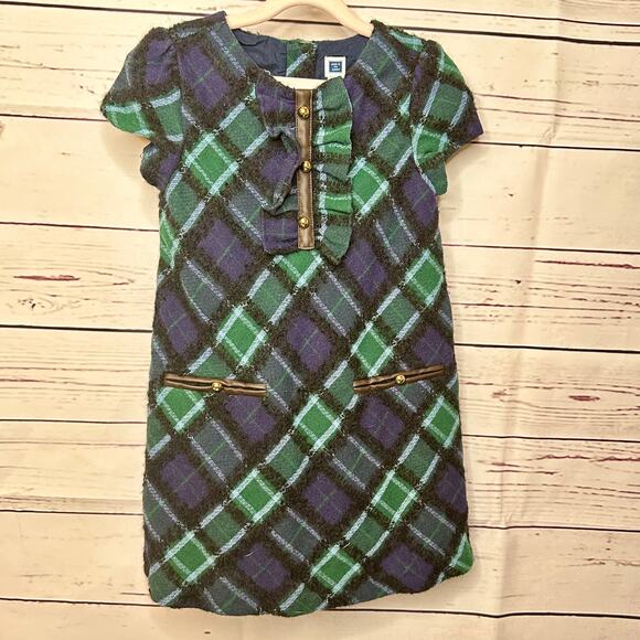 Janie and Jack Blue and Green tartan plaid dress size 2T - Picture 1 of 5